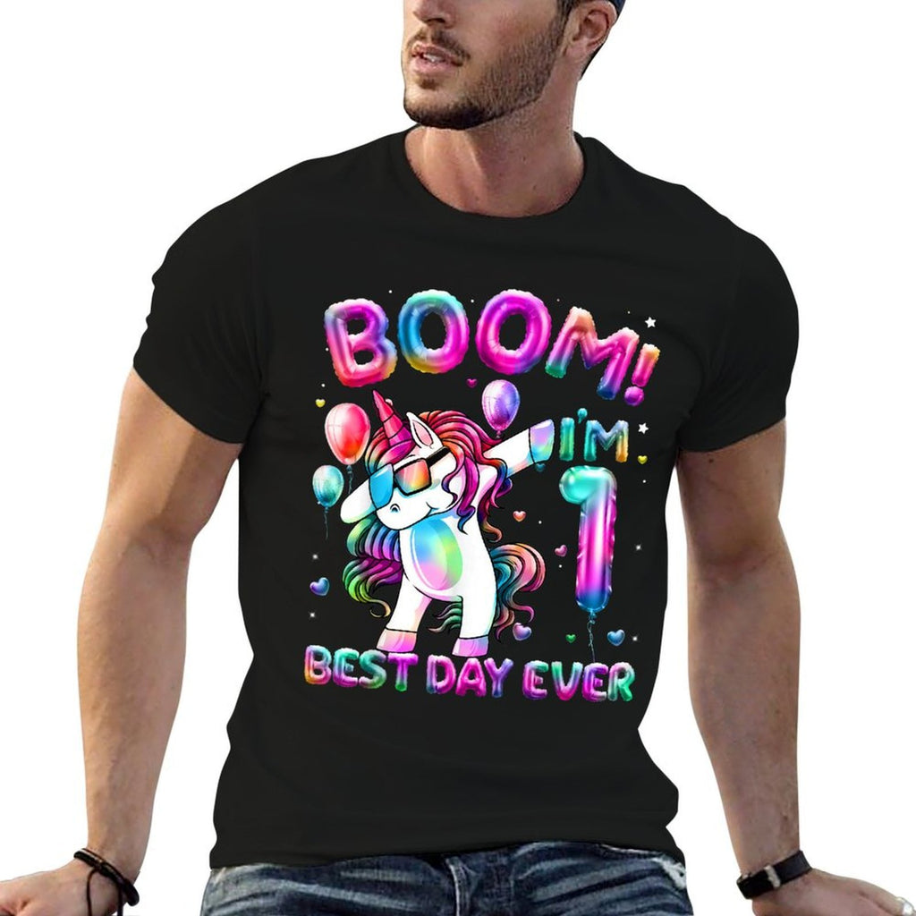 1 Years Old Dabbing Unicorn Gifts 1st Birthday Girl Party  Polyester Blend T-Shirt