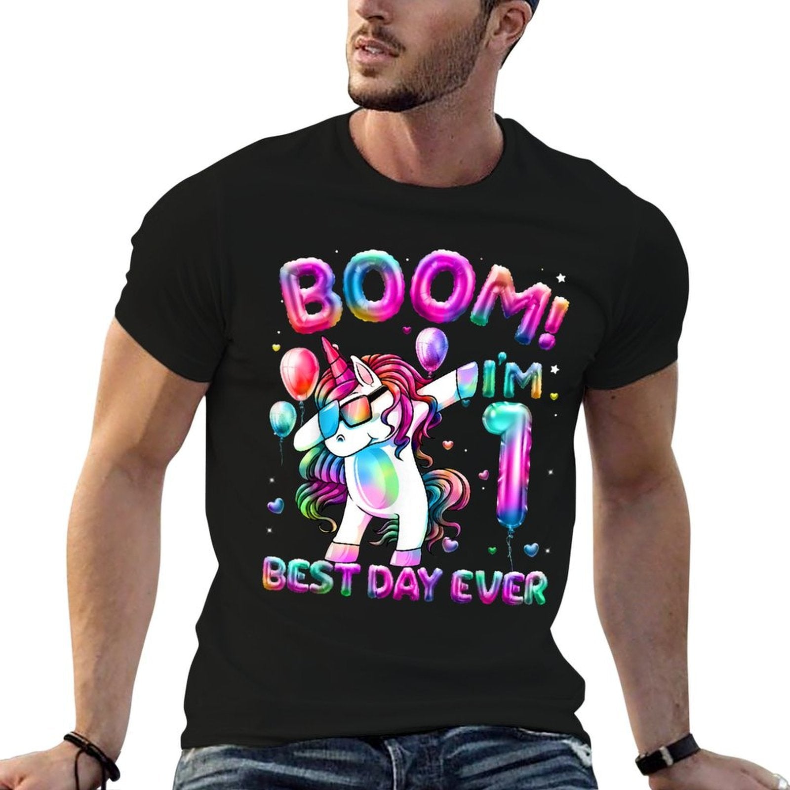 1 Years Old Dabbing Unicorn Gifts 1st Birthday Girl Party  Polyester Blend T-Shirt