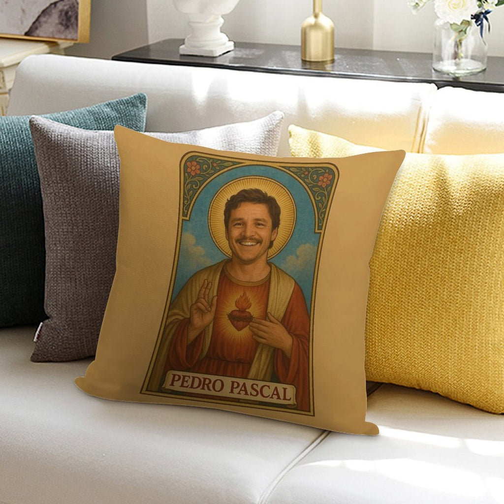 Saint Pedro Pascal – Protector of Chaotic Good Vibes Soft Hidden Zipper Throw Pillow