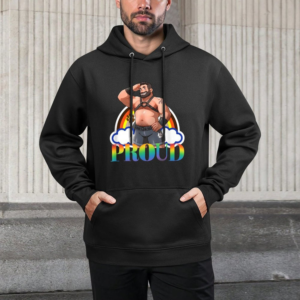 Proud Gay Pride - Leather Gay Daddy Man Bear Gay Bearded Layering Staple Hoodie
