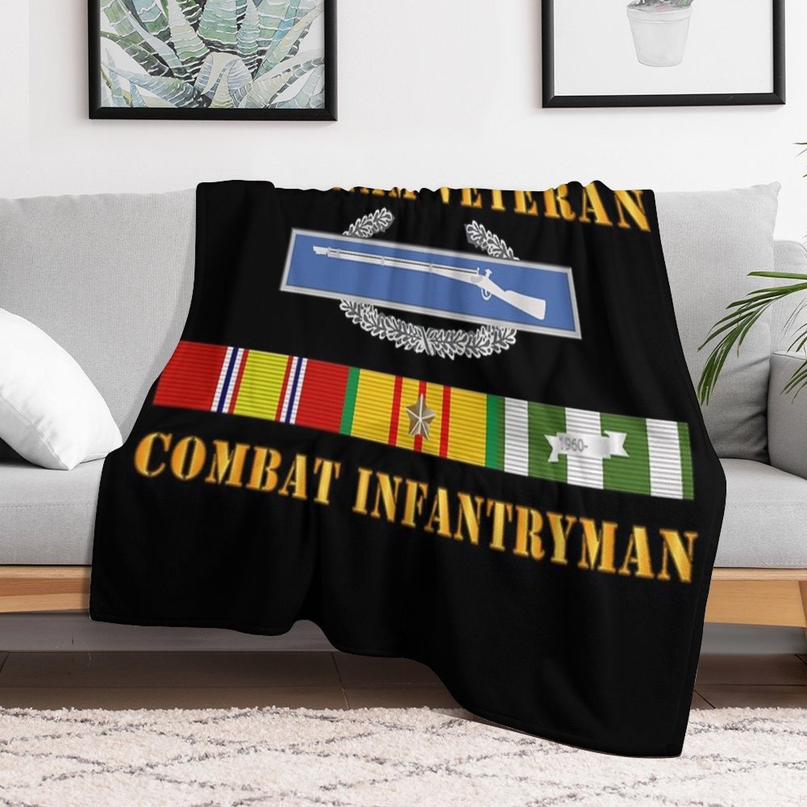 Army - Vietnam Veteran - Cbt Infantryman W CIB VN SVC Eco-conscious Throw Blanket