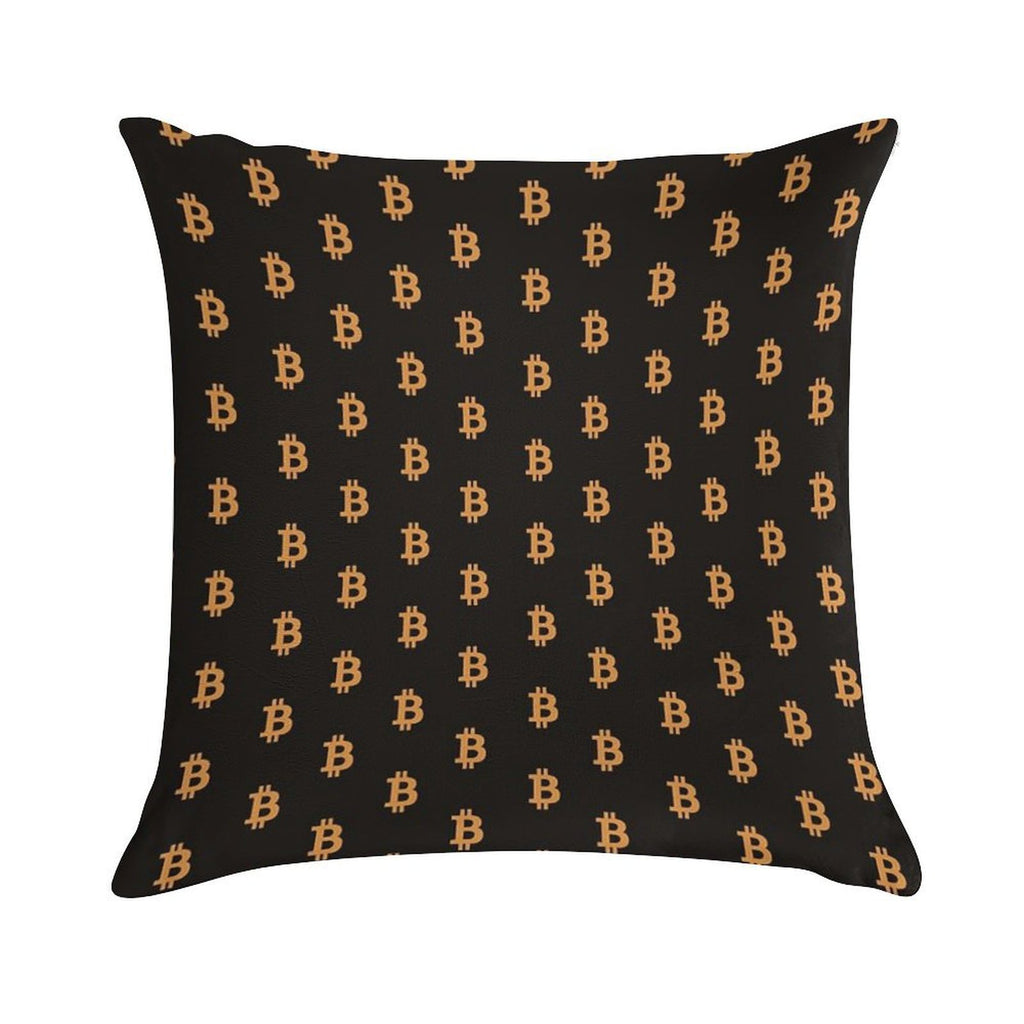 Bitcoin Logo Pattern Soft Decorative Cover Throw Pillow