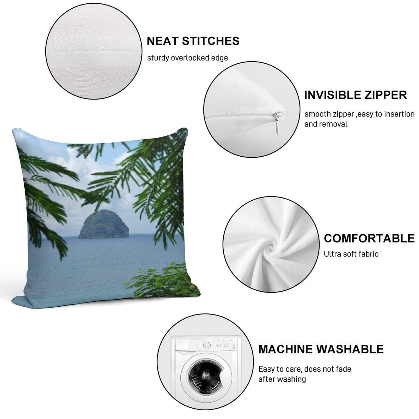 Rocher Du Diamant 2 - Martinique, F.W.I. Soft Bedroom Essential Throw Pillow