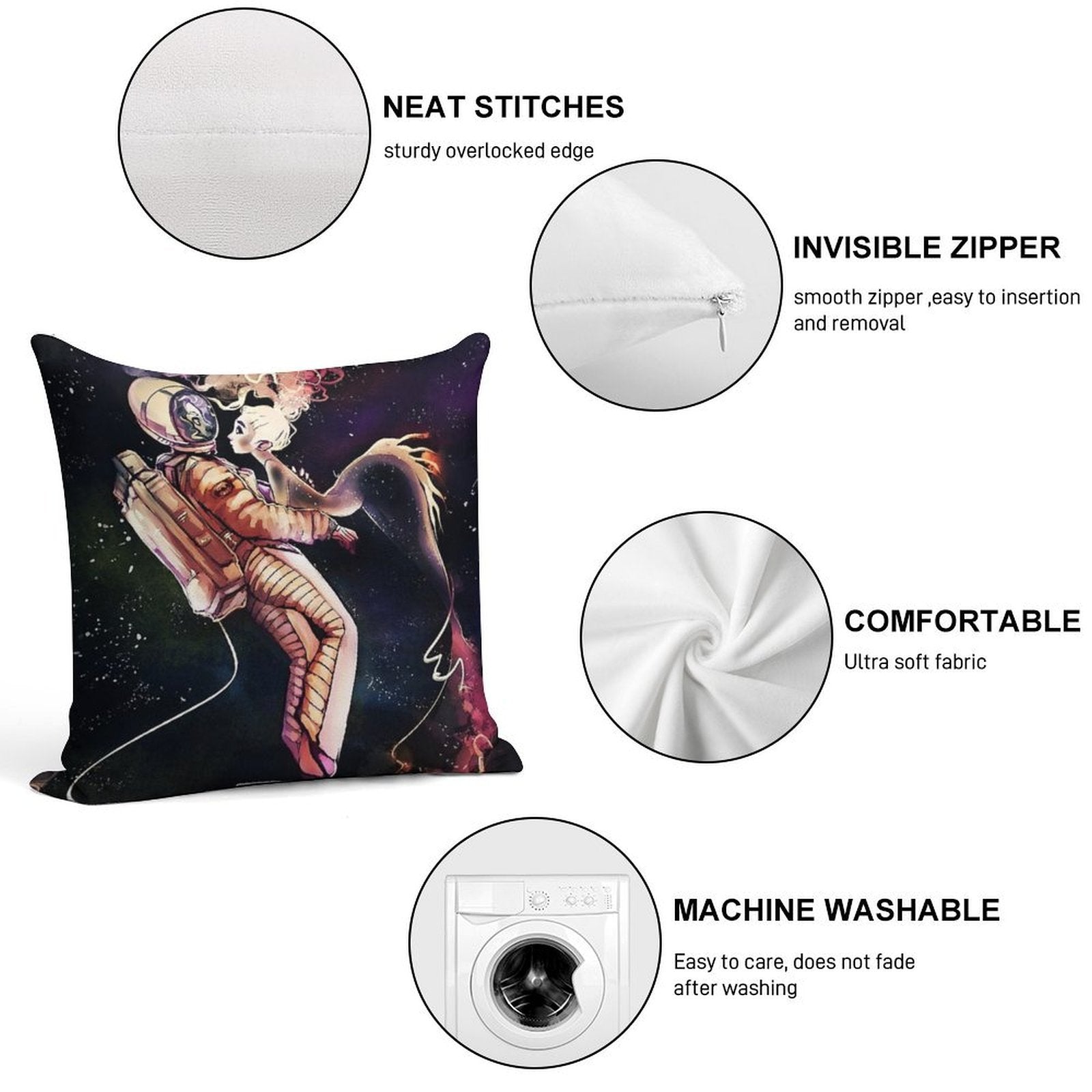 Space Mermaid Soft Warmth Comfort Throw Pillow