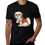 I Love Mom Tattoo Shih Tzu Mom Funny Mothers Day Gift  Ribbed Collar T-Shirt