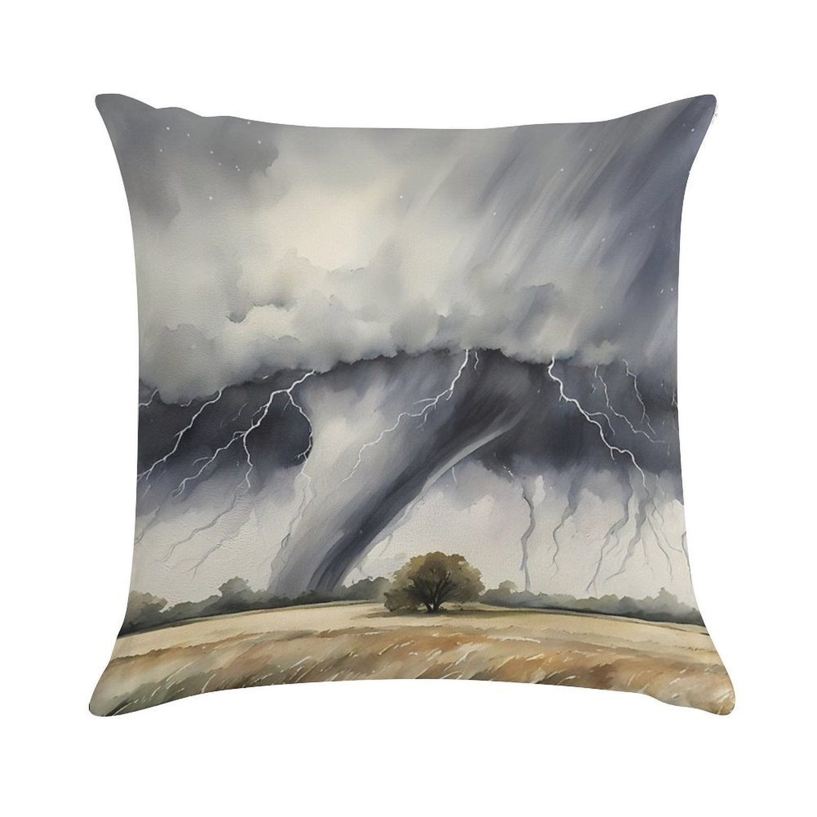 Tornado over Field Soft Multiple Sizes Throw Pillow