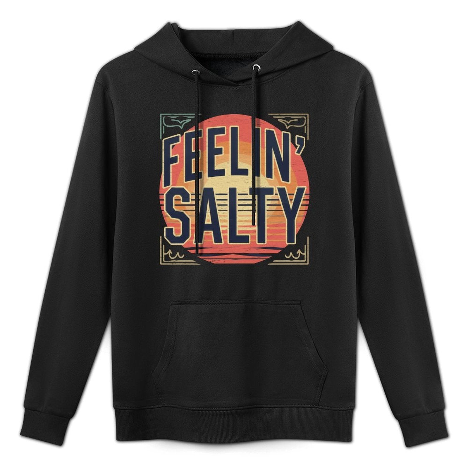 Feelin Salty Tshirt Beach Summer Vacation Vintage 70s Retro Sweatshirt Kangaroo Pocket Hoodie