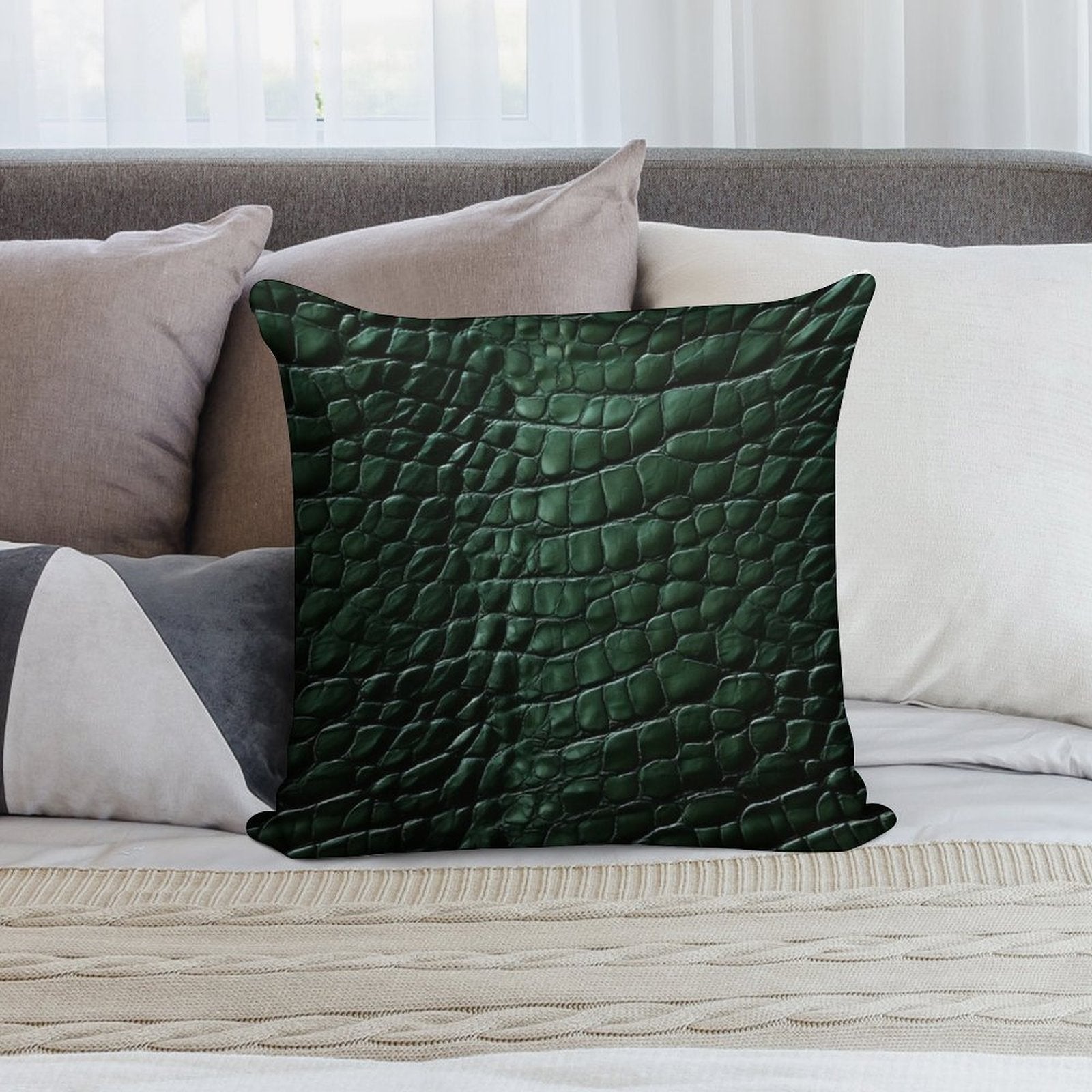 Crocodile Skin Soft Anti-Pilling Throw Pillow