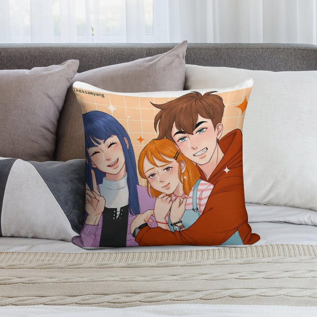 The Trio Friend Soft Skin-Friendly Throw Pillow