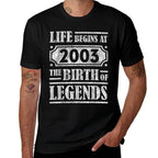 21 Year Old Life Begins 2003 Birth Of Legends 21st Birthday  Oversized Silhouette T-Shirt