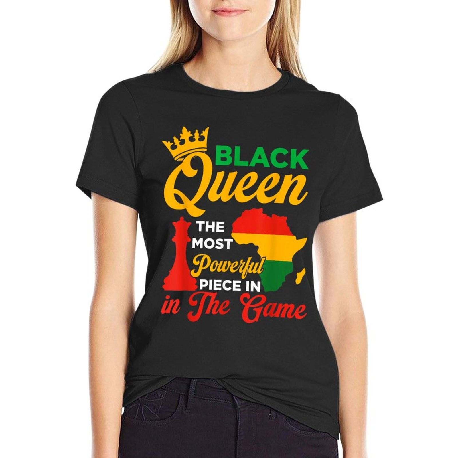 Black Queen Chess Powerful Piece In The Game Juneteenth  Affordable Price T-Shirt