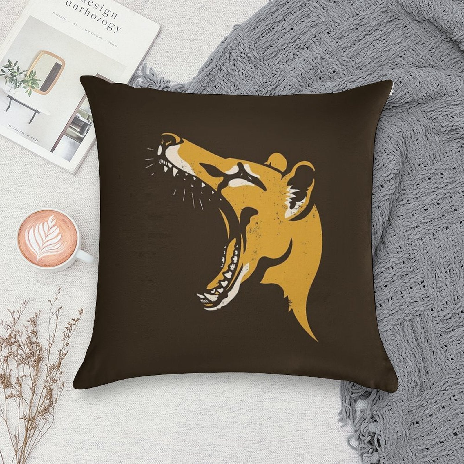 Tasmanian Tiger Stencil Soft Ultra-Soft Texture Throw Pillow