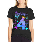 It's My 4th Bday Mermaid Funny Birthday Girls 4 Years Old  Oversized Silhouette T-Shirt