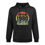 1980 40th Birthday Gift Vintage Retro Men Women 40 Years Old Medium-Weight Fabric Hoodie