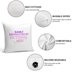 Easily Distracted by Fictional Men Purple Soft Decorative Cover Throw Pillow