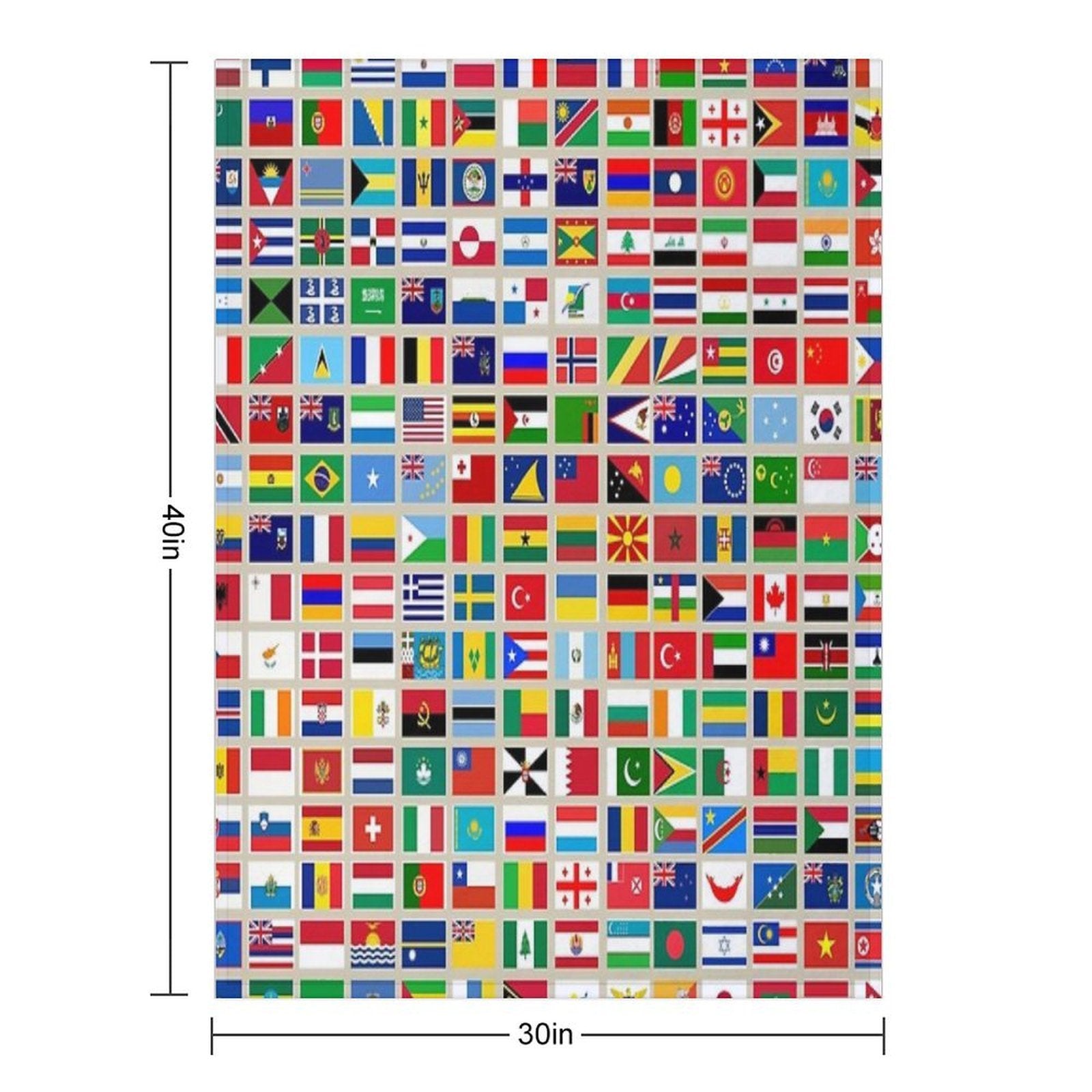 Flags of The World All Countries Nations  - Beige Compact Throw Blanket