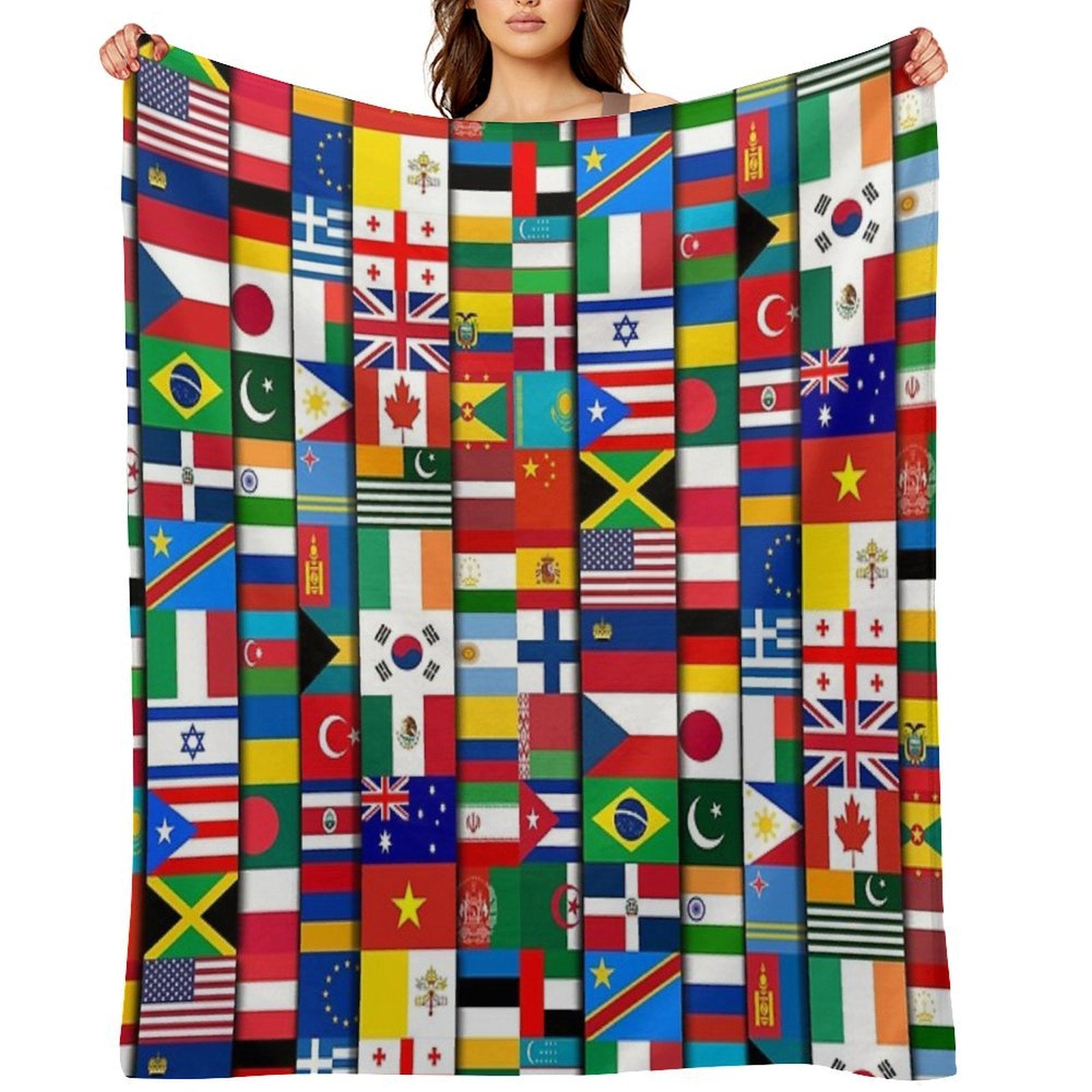 60 Flags of The Countries of The World, International Gift Travel-friendly Throw Blanket