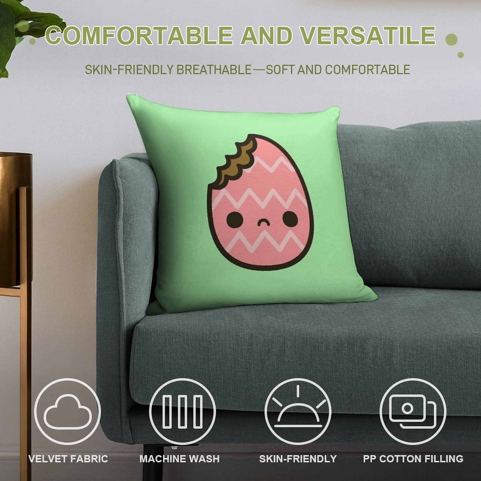 Sad Easter Egg Soft Decorative Cover Throw Pillow
