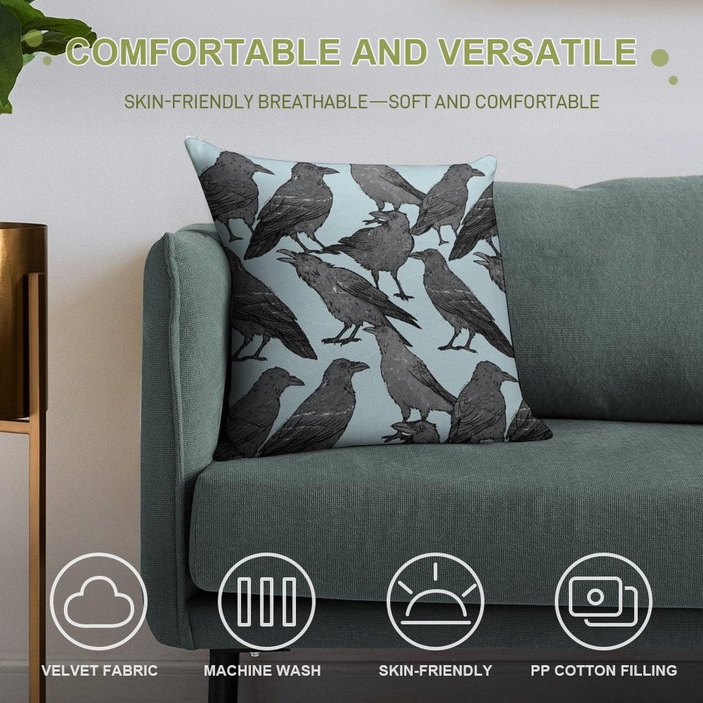Cute Crow Pattern Soft High-Density Material Throw Pillow
