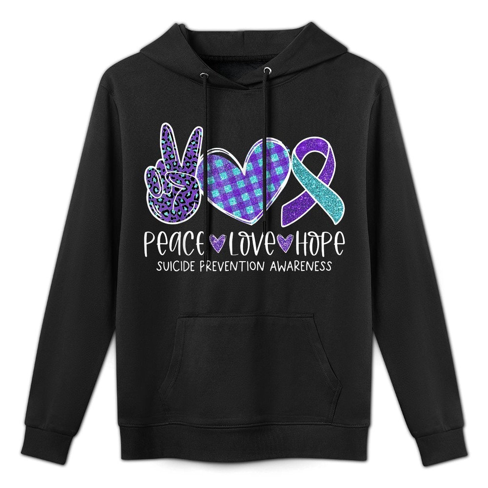 Suicide Prevention Awareness Leopard Heart Peace Love Hope Easy Care Hoodie