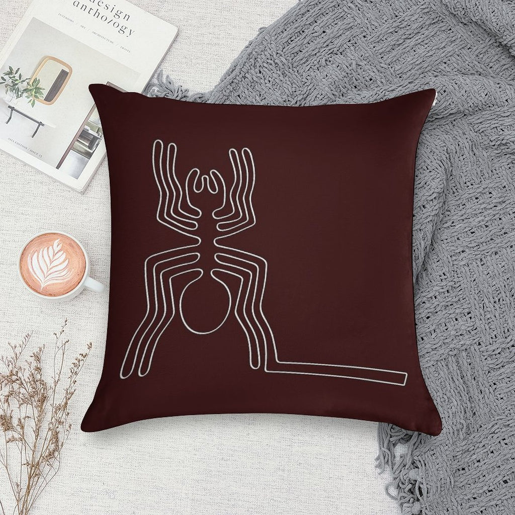 Spider from Nazca in White Soft Short Plush Fabric Throw Pillow