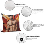Sexy Guy Portrait Georgia O'Keeffe Inspired Background 2 Soft Short Plush Fabric Throw Pillow