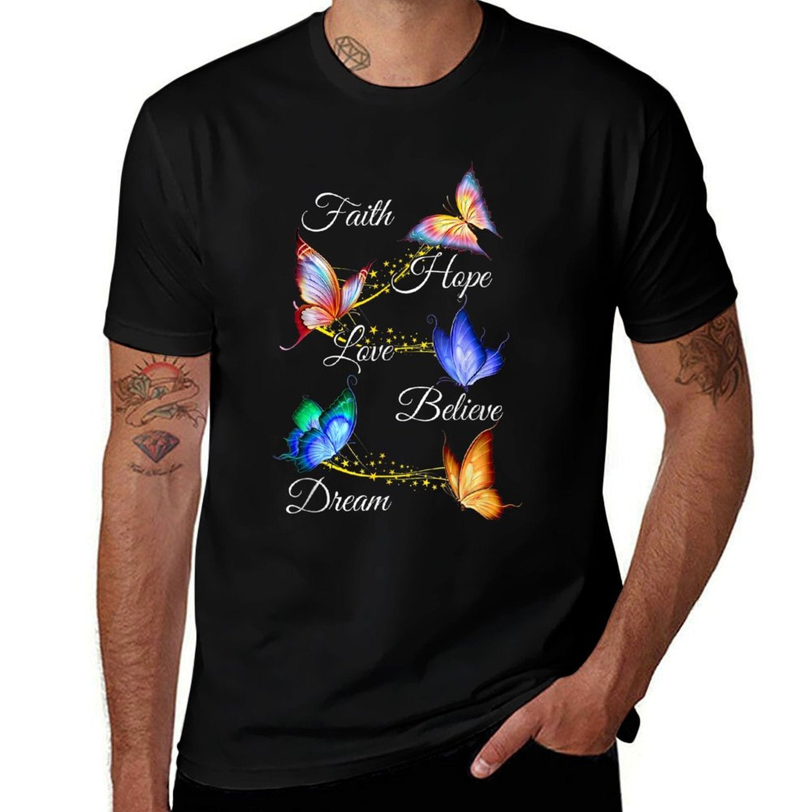 Butterfly Faith Hope Love Believe Dream Christian  Moisture-wicking T-Shirt
