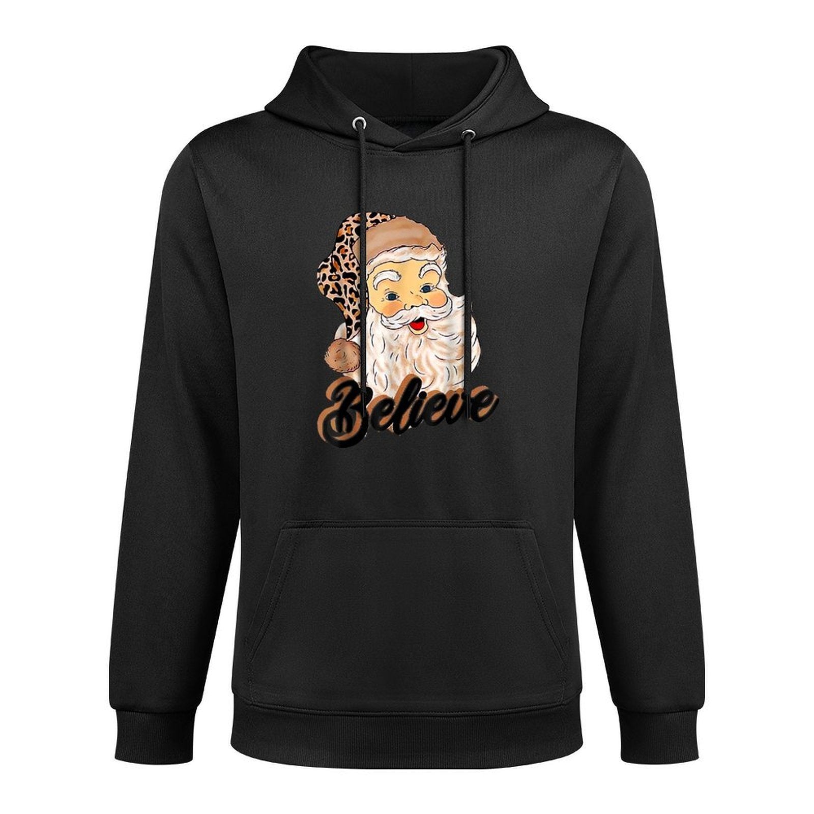 Vintage Christmas Retro Holiday Cheetah Santa Leopard Hat Customizable Surface Hoodie