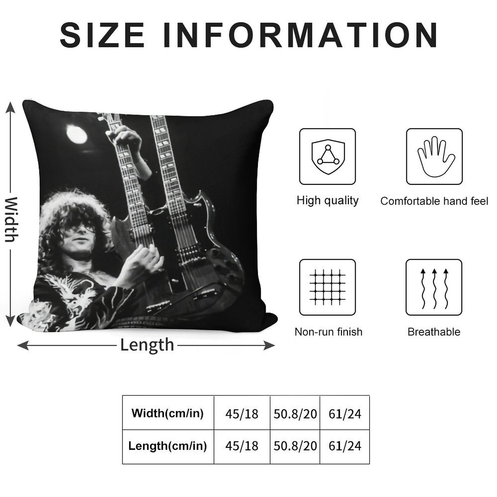 Jimmy Guitaris Poster Soft Hidden Zipper Throw Pillow