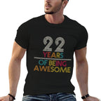 22 Years Of Being Awesome Gift 22 Years Old 22nd Birthday  Wrinkle-resistant T-Shirt