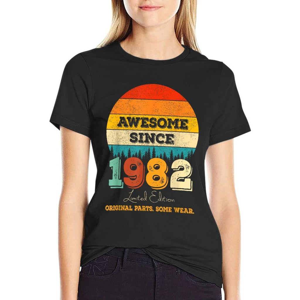 42 Year Old Original Parts Since 1982 Awesome 50th Birthday  Rolled Sleeves T-Shirt