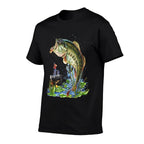 Fishing Graphic Large Mouth Bass Fish  Lightweight T-Shirt