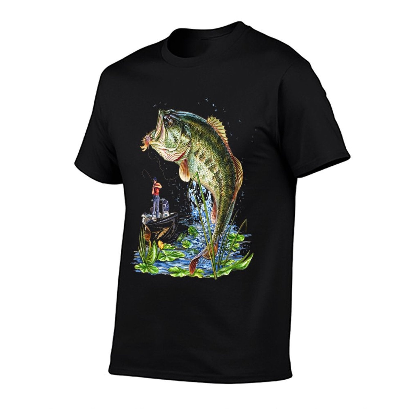 Fishing Graphic Large Mouth Bass Fish  Lightweight T-Shirt