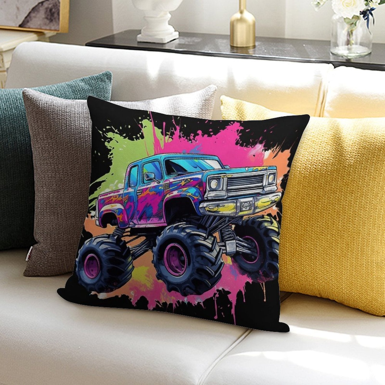 Cool Truck Soft Bedroom Essential Throw Pillow