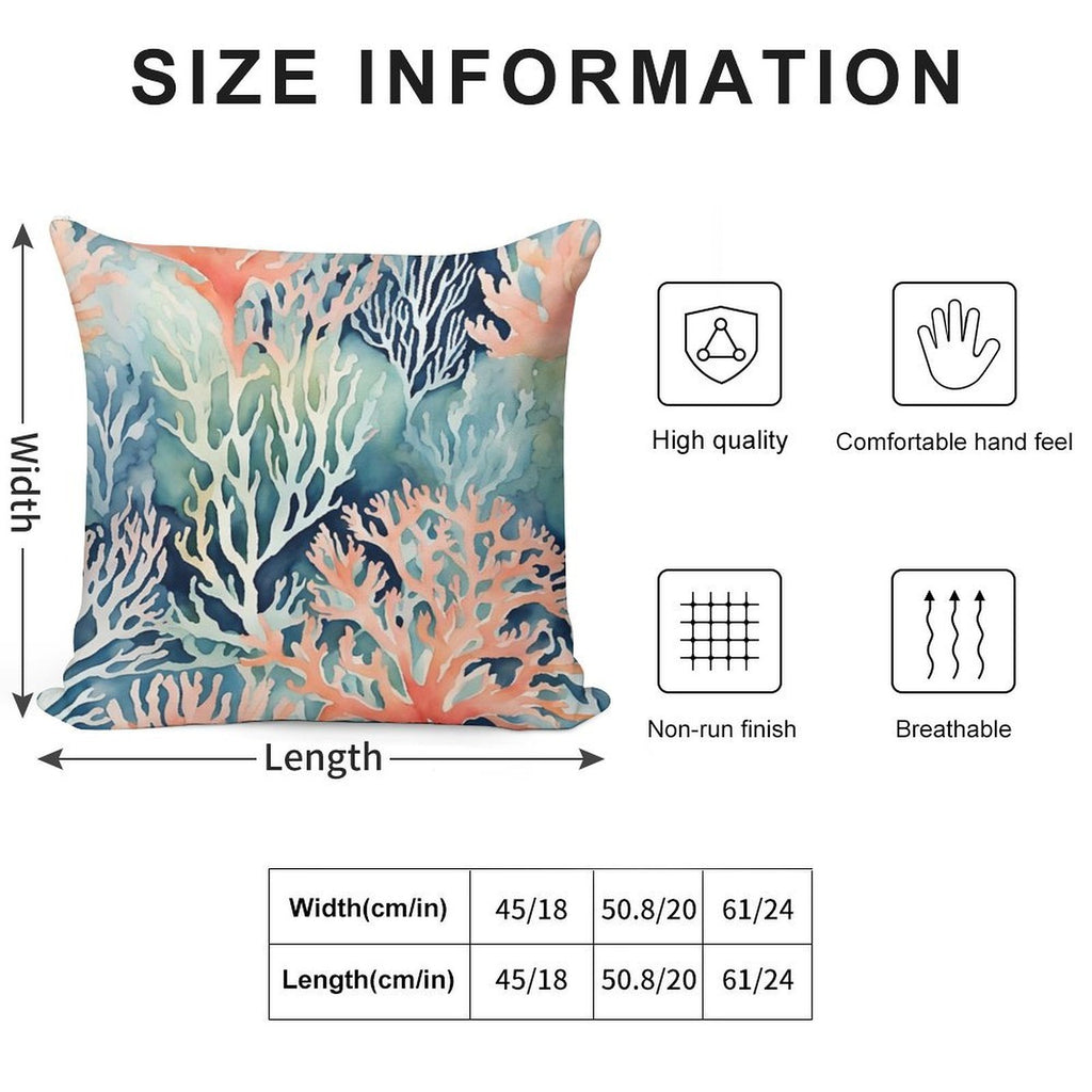 Navy Blue Teal Orange Coral Reef Beach Coastal Soft Washable Throw Pillow