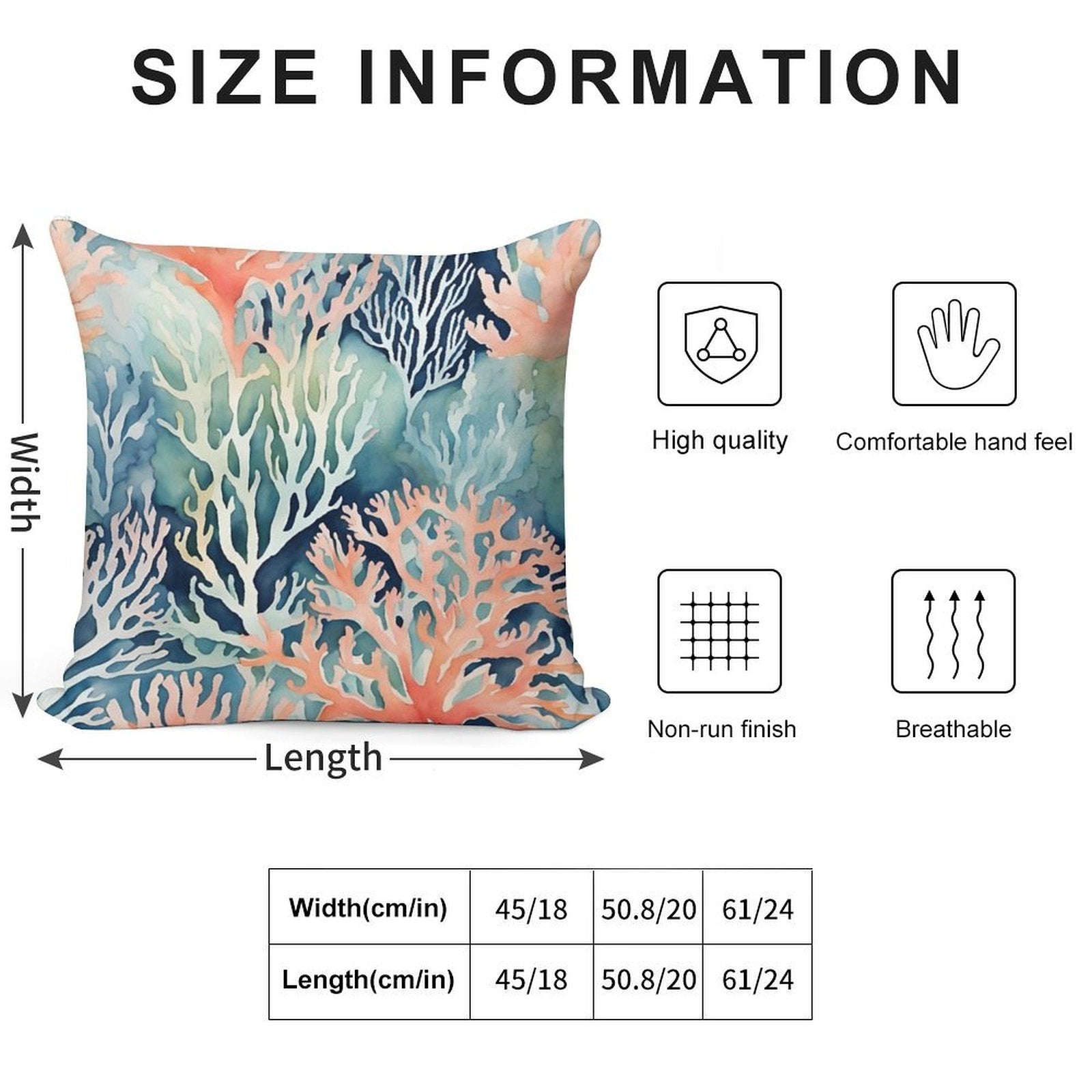 Navy Blue Teal Orange Coral Reef Beach Coastal Soft Washable Throw Pillow