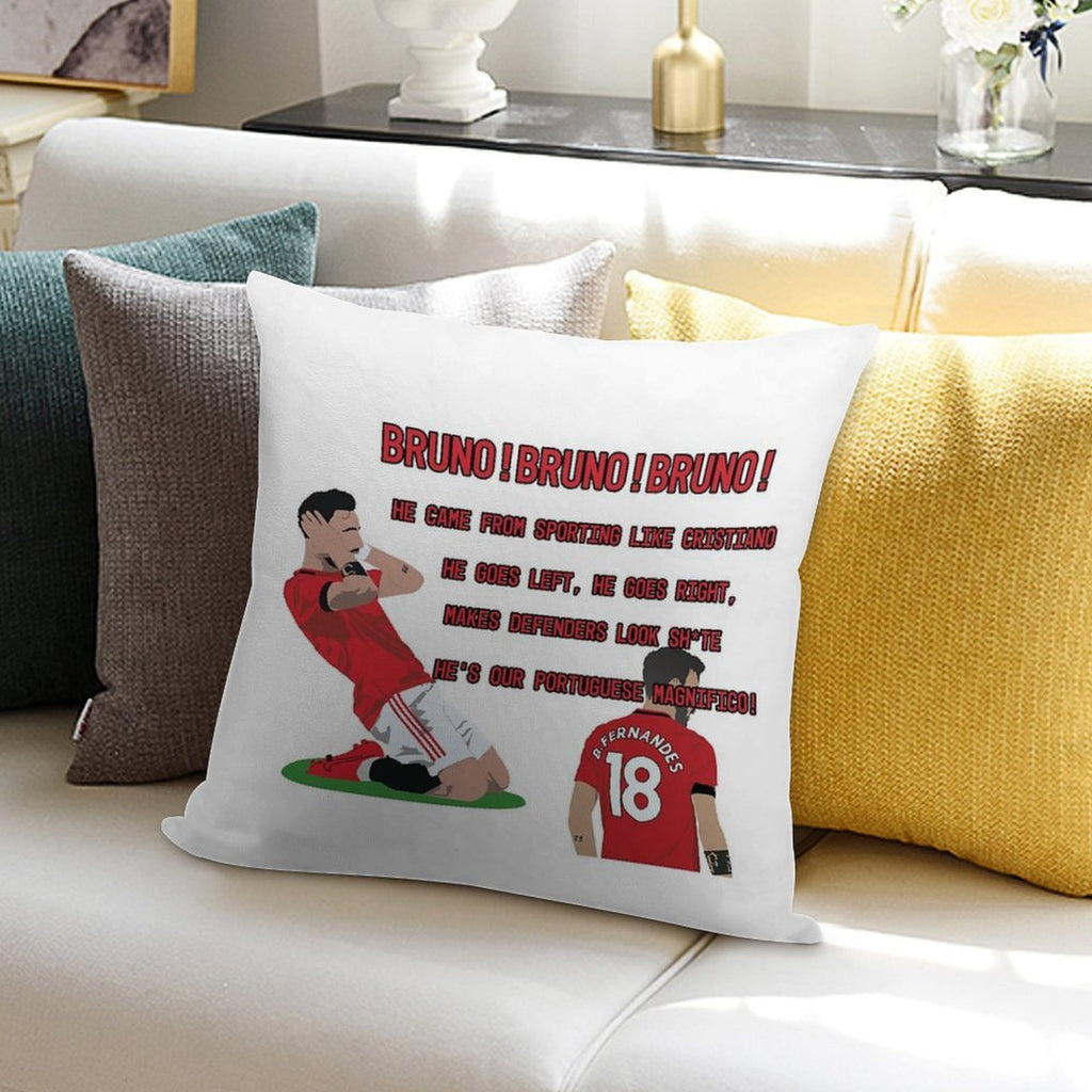 Bruno Fernandes Song Chant MUFC Soft Gift Ready Throw Pillow