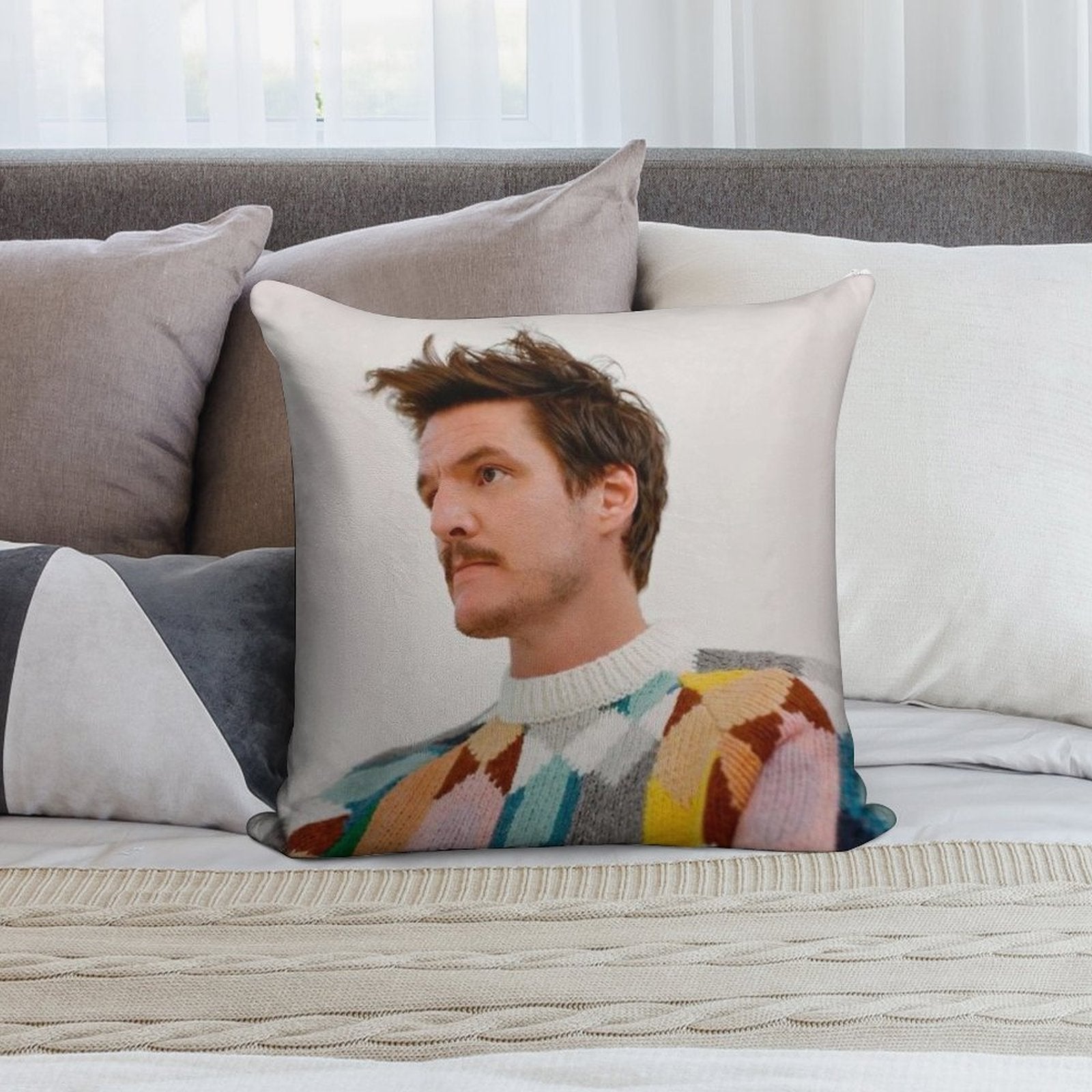 Pedro Pascal Soft Ultra-Soft Texture Throw Pillow
