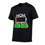 Funny Tired Mom of Two Boys Battery Low Design  Oversized Silhouette T-Shirt