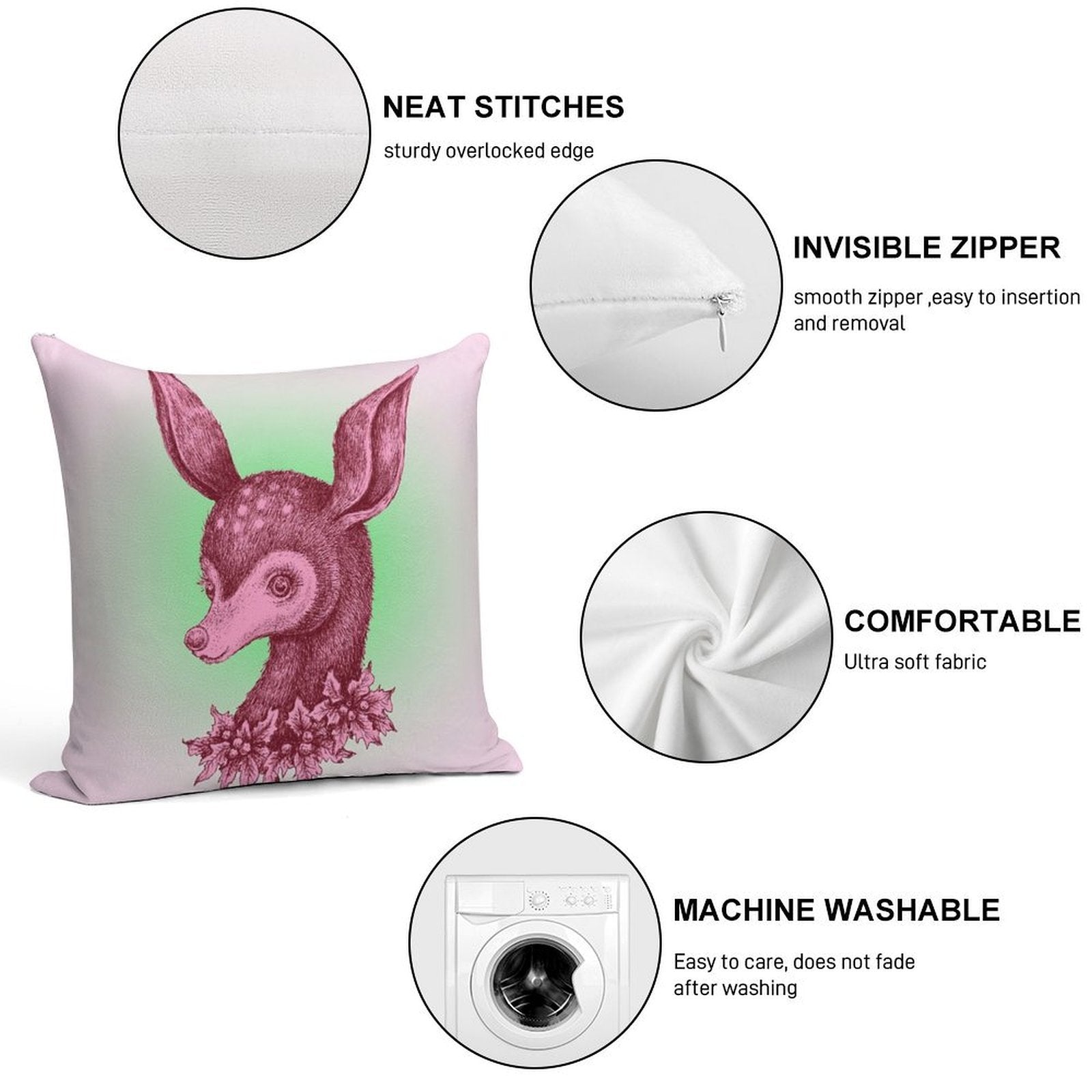 Rudy Soft Short Plush Fabric Throw Pillow