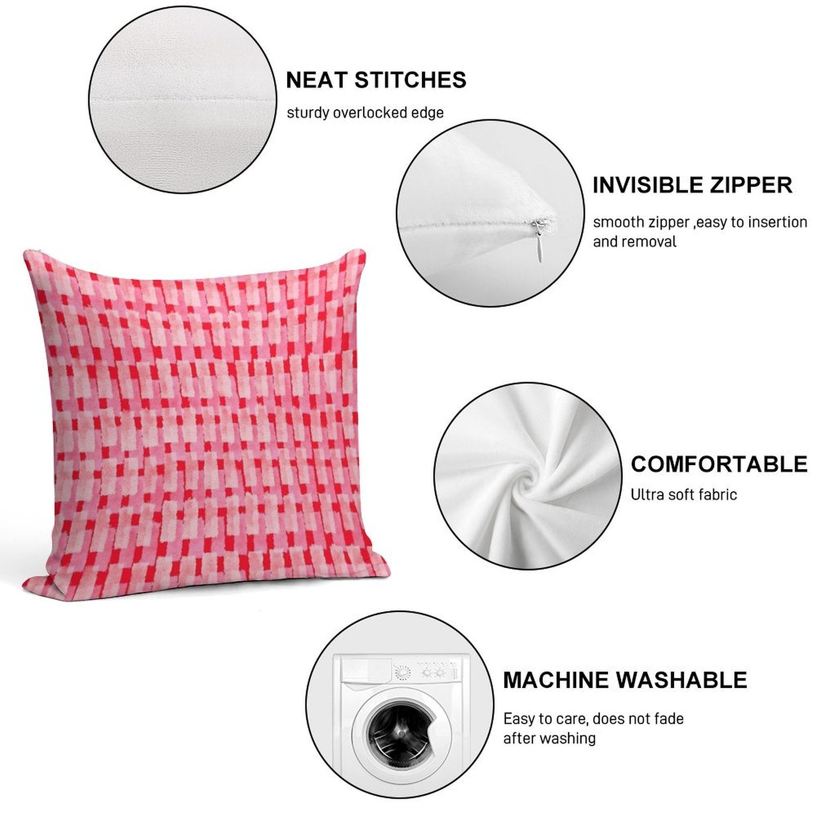 Pink And Red, Brush Strokes, Geometric Soft Warmth Comfort Throw Pillow