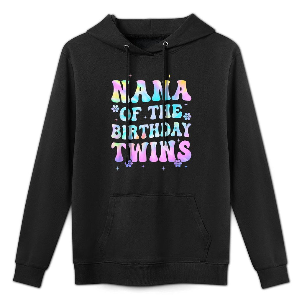 Nana of The Birthday Twins Girls Kids Party Retro Bday Casual Wear Hoodie