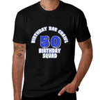 50th Birthday, Birthday Bar Crawl, Birthday Squad  Polyester Blend T-Shirt