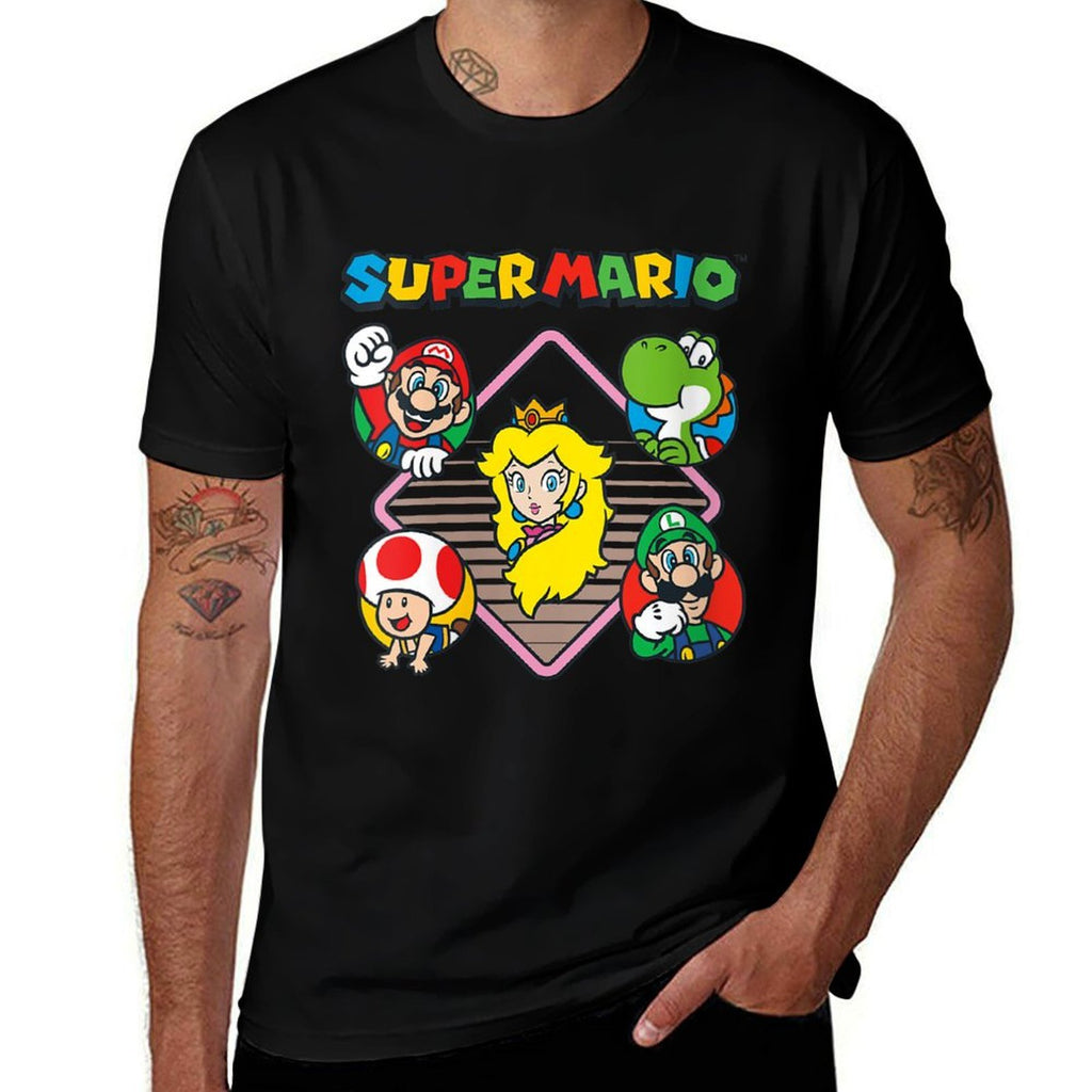 Womens Super Mario Bros Vintage Princess Peach  Friends  Versatile T-Shirt