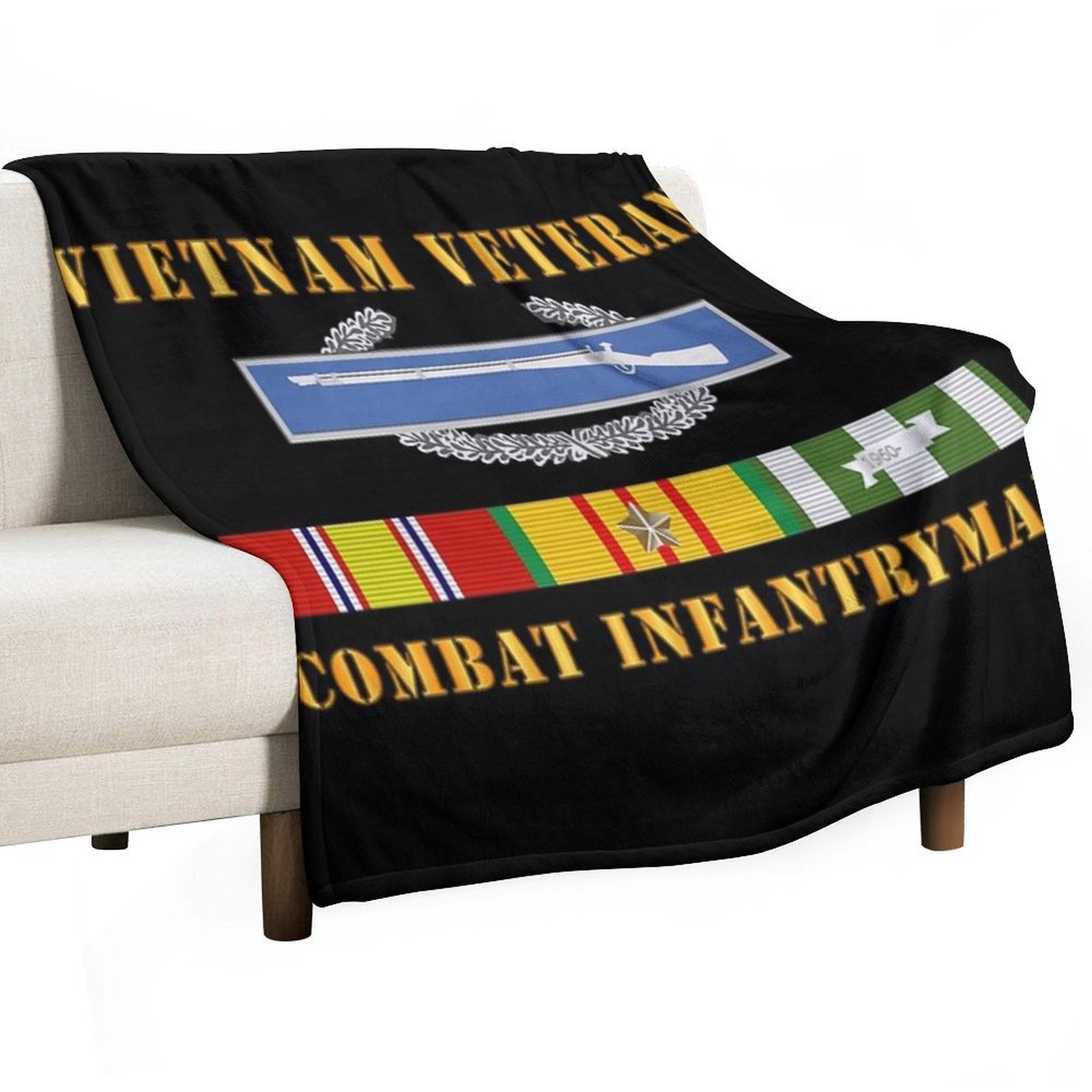Army - Vietnam Veteran - Cbt Infantryman W CIB VN SVC Eco-conscious Throw Blanket
