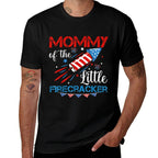 Mommy Of The Little Firecracker 4th of July Birthday Mom  Cotton T-Shirt