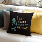Eat Sleep Hockey Repeat Soft Durable Construction Throw Pillow