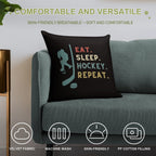 Eat Sleep Hockey Repeat Soft Durable Construction Throw Pillow