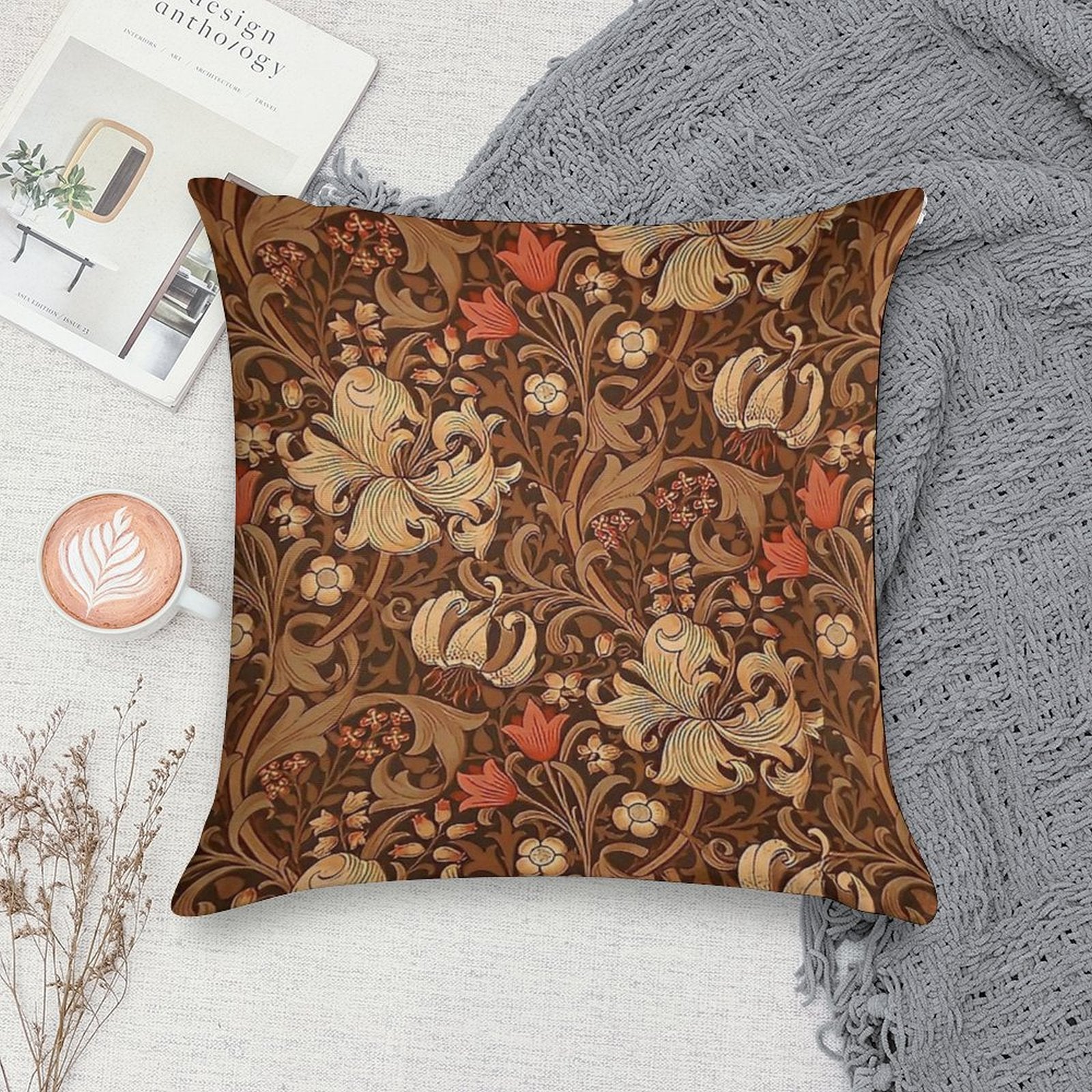 William Morris - Honeysucklea Soft Multiple Sizes Throw Pillow