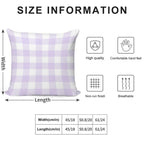 Pastel Purple Gingham Pattern (Large Wide Print) Soft Shrink-Resistant Throw Pillow